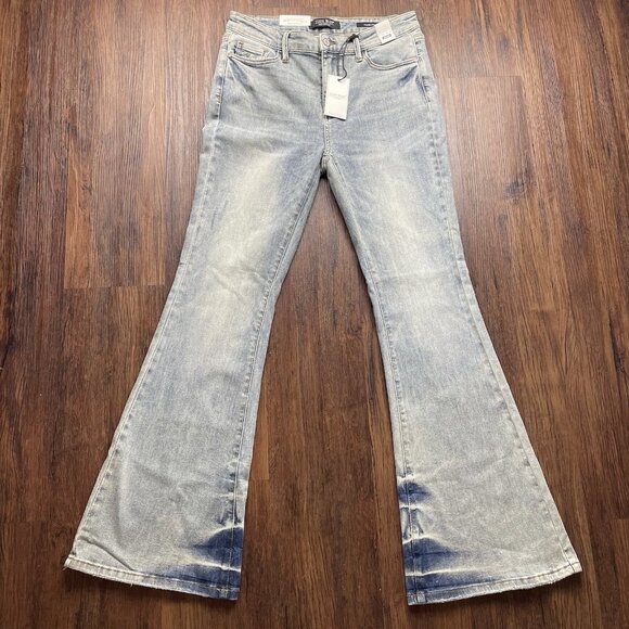 Judy Blue Women Jeans 11/30 Blue High Waisted Flare Denim JB88855 DK Boho